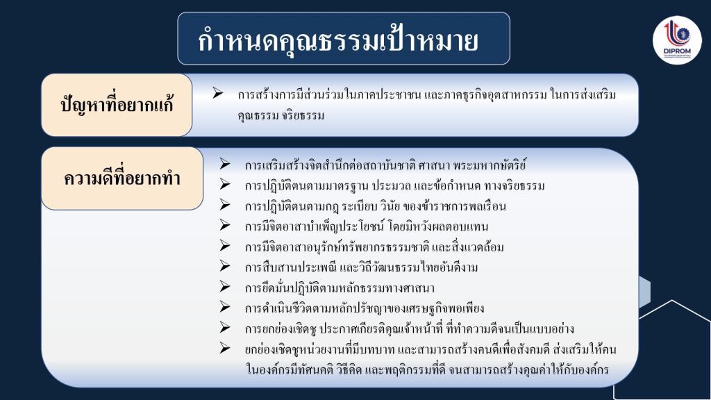 DIPROM Center 7 เผยแพร่เอกสาร สื่อ องค์ความรู้จากการดำเนินการเป็นองค์กรคุณธรรมต้นแบบ