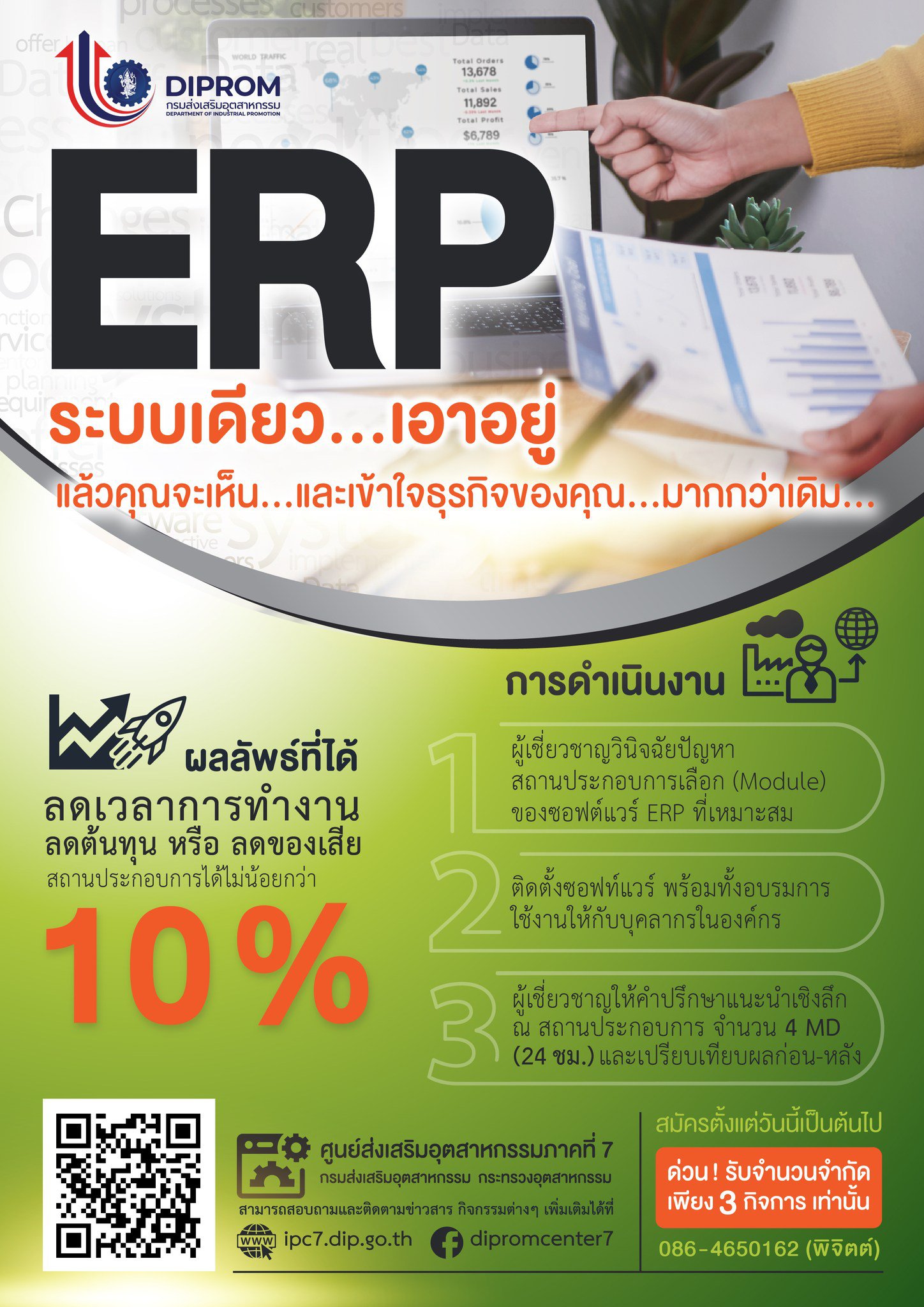 DIPROM Center 7 รับสมัครผู้ประกอบการเข้าร่วมกิจกรรม กิจกรรมการเพิ่มความสามารถ SMEs ให้ดีพร้อมด้วย ERP