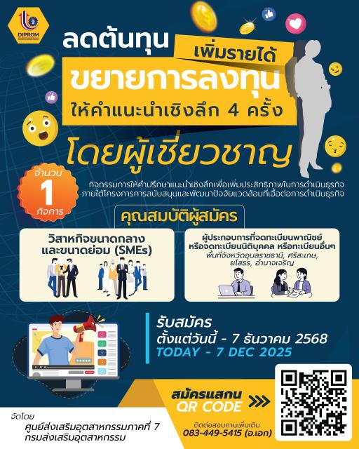 รับสมัคร 1 กิจการเท่านั้นสำหรับ  ผู้ประกอบการที่สนใจ  ลดต้นทุน เพิ่มรายได้ ขยายการลงทุนอย่างยั่งยืน